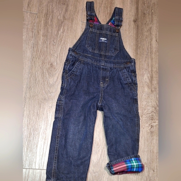 OshKosh B'gosh Other - OshKosh B'Gosh Jeans  Overalls 24 Months Plaid Flannel Lined